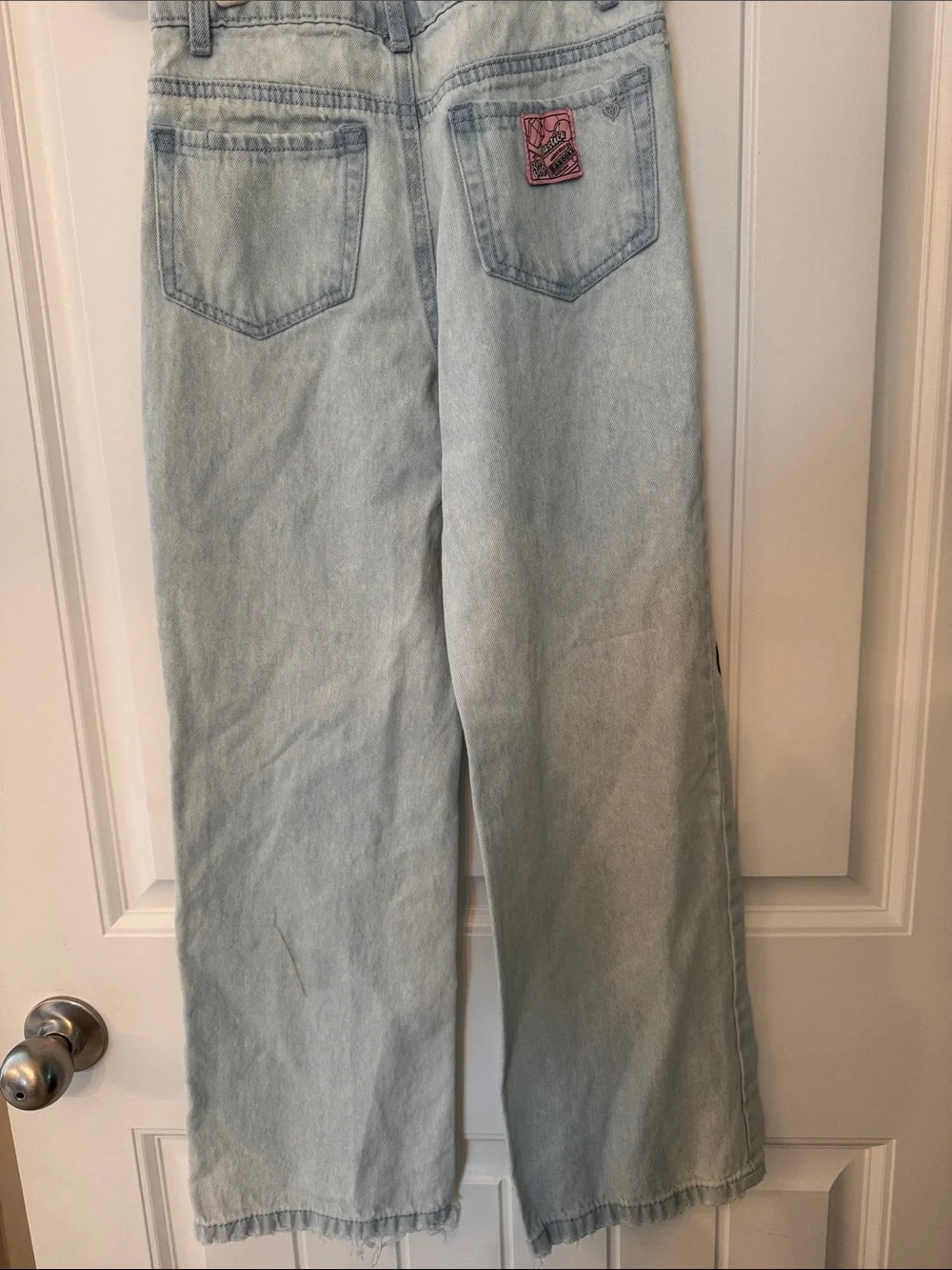 Justice Light Wash Jeans with Pink Balloon & Red Ring Pop Art